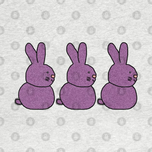 Three Purple Bunny Rabbits for Easter by ellenhenryart